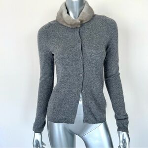Bloomingdale’s cashmere cardigan with mink collar  size S